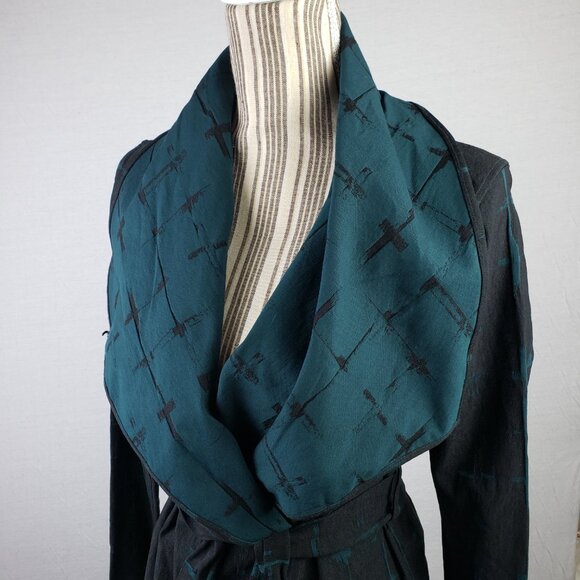 Ruti Forever Jacket Stretch Crosses Print Black Teal Size XS/S Goth Minimalist - Picture 15 of 15